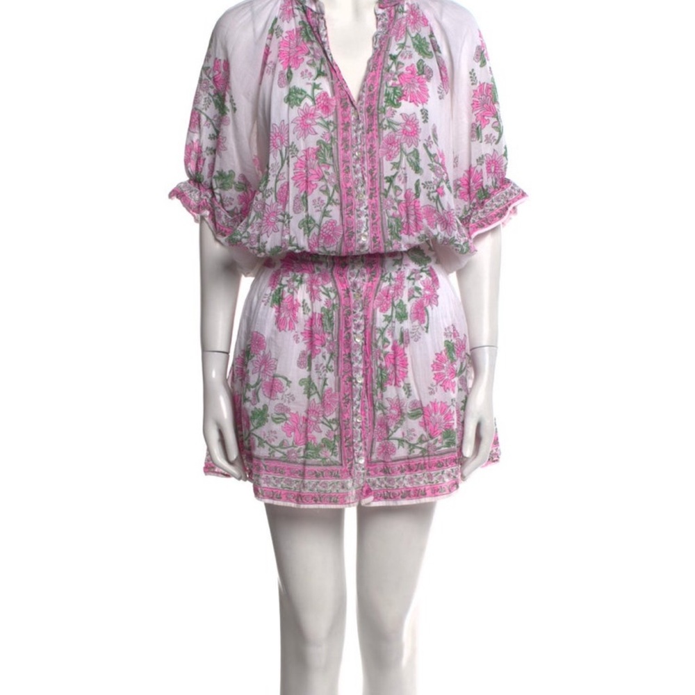 Juliet Dunn Pink and Green Floral Dress